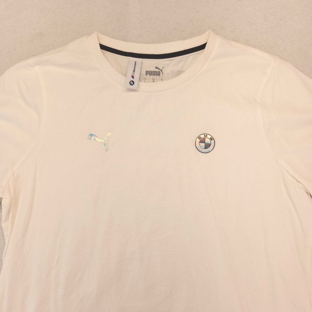 Puma Casual Short Sleeve Crew Neck Graphic T Shirt Womens Size Large L White